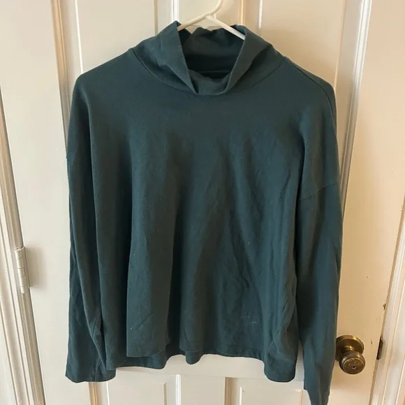 Madewell Teal Button-Sleeve Turtleneck Top - Picture 6 of 7